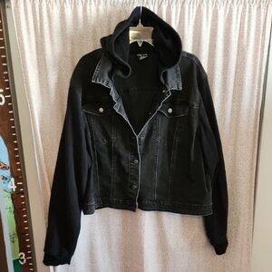 Urban Outfitters Black Jean Jacket with Hood